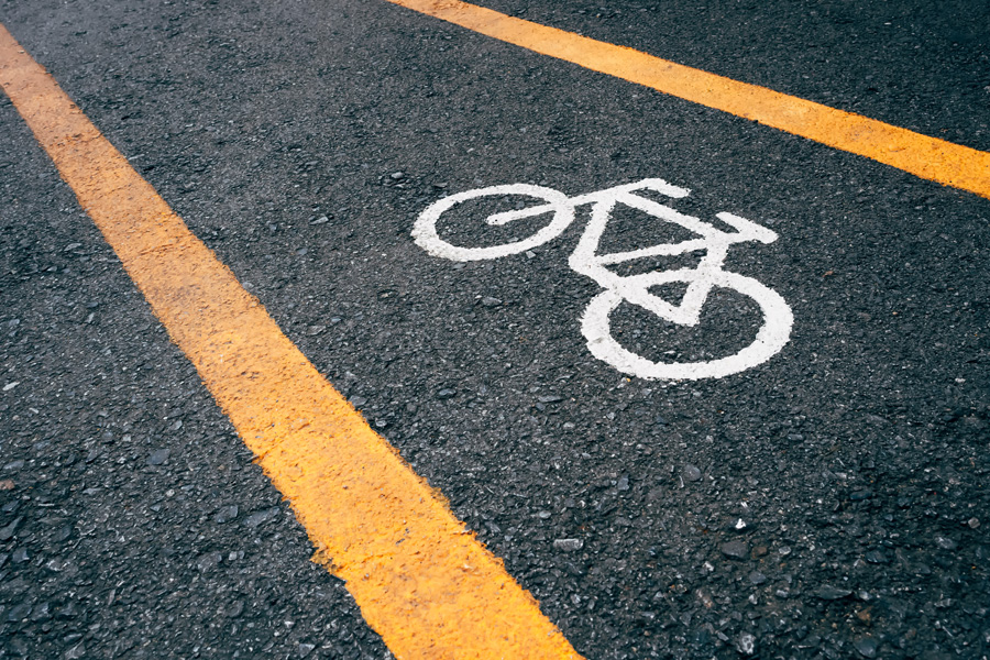 Bicycle lane signage on street